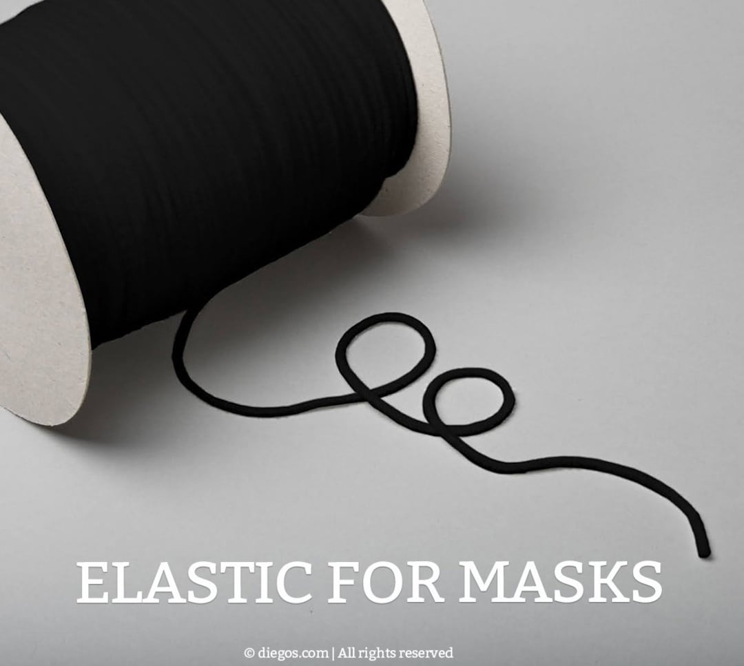 80PCS Extra Long Mask Elastic Cords - 6" Black/White With Adjusters (1/4" Wide)