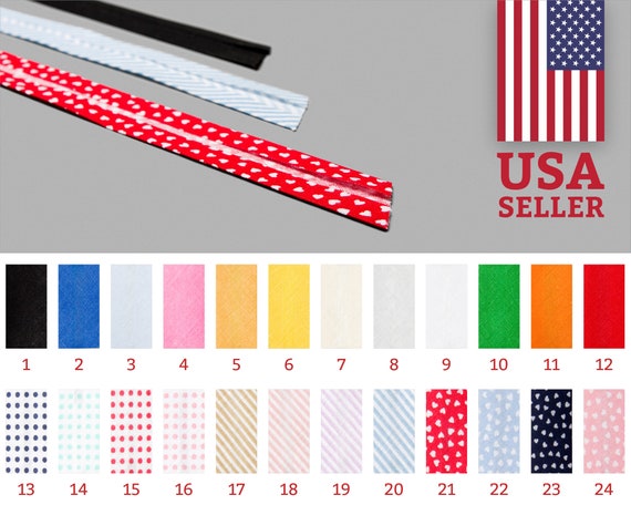20mm SINGLE fold bias tape made in Spain - Ships from NY - ideal for face masks - 100% Cotton - Bias binding, sewing accessory - New