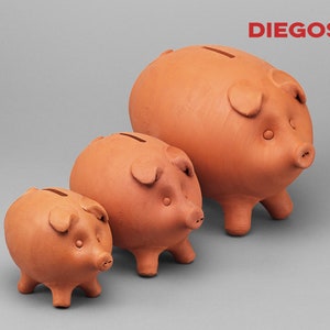 Original Piggy Bank Must break to open Handmade in Spain No opening in the bottom 100% made of clay Ceramic mud clay Vintage old image 1