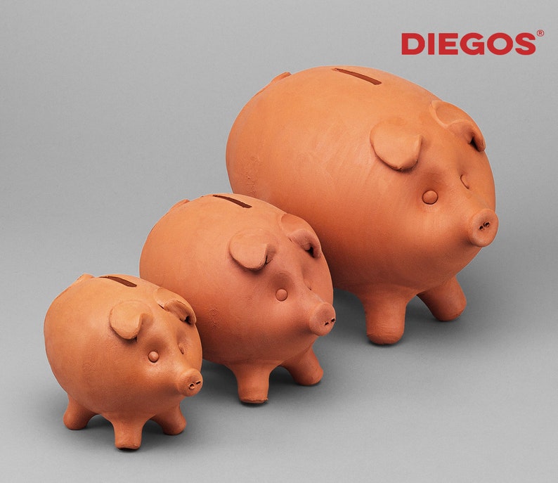 Original Piggy Bank Must break to open Handmade in Spain No opening in the bottom 100% made of clay Ceramic mud clay Vintage old image 1
