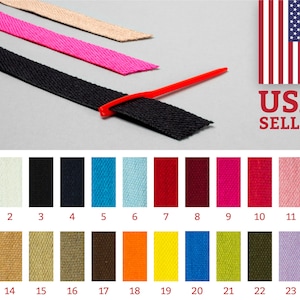 1.5cm - 0.6"  Cotton Twill Ribbon made in Spain | Ideal for making the tie ribbons of masks | Many colors available | We ship from NY