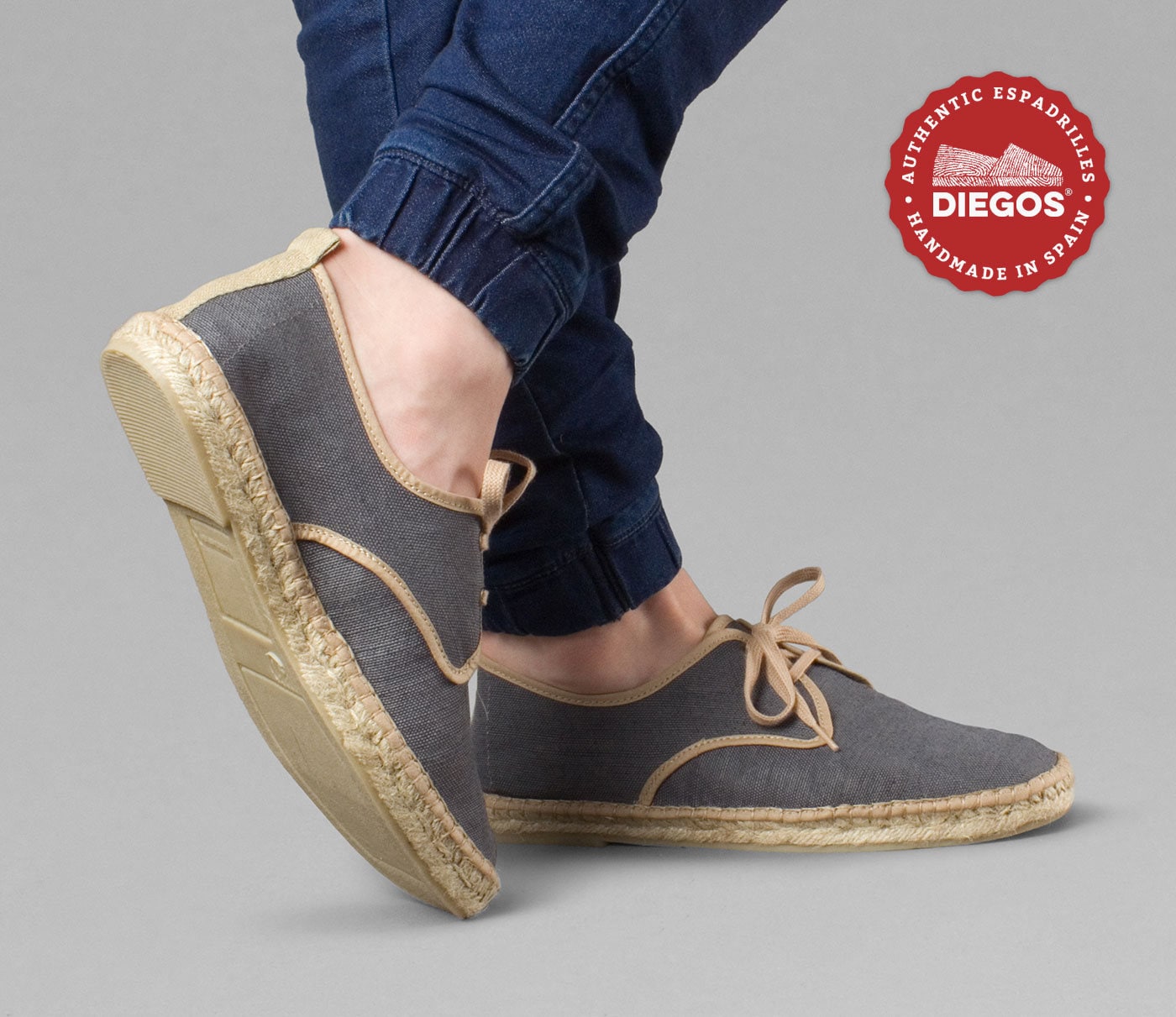 Spanish Espadrilles Shoes for Men in the Dark Gray Color Handmade