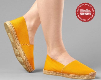 Diegos® Classic flat golden amber espadrilles shoes sewn in jute| Made in Spain, hand stitched  | Authentic & original Espadrilles