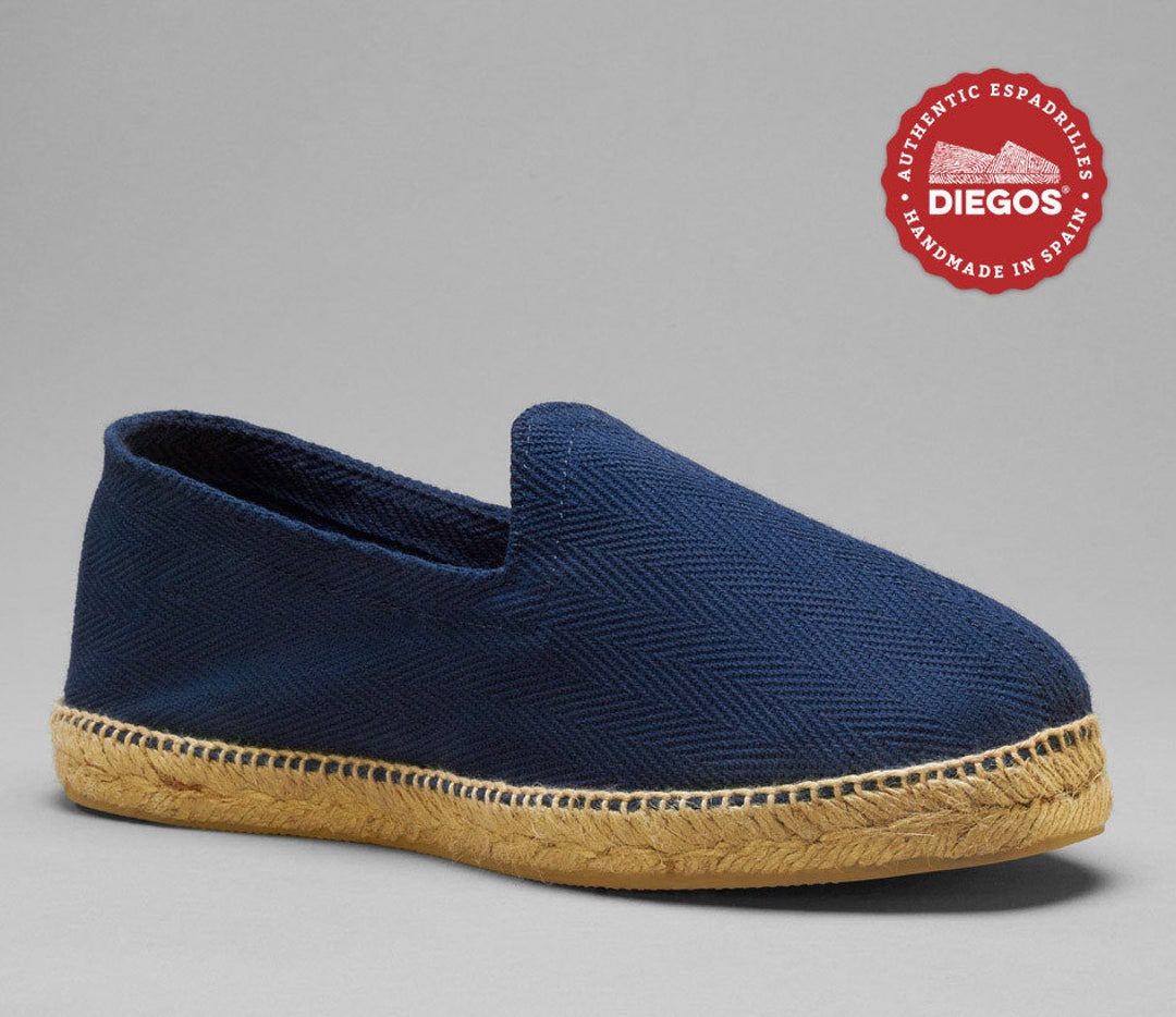 Diegos® French Style Navy Blue Herringbone Espadrilles Shoes for