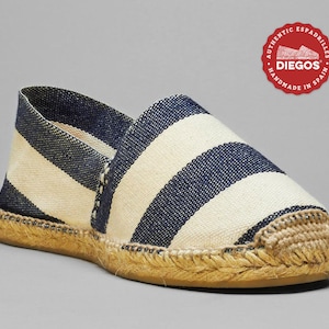 Diegos® Classic flat nautical stripes espadrilles shoes sewn in jute| Made in Spain, hand stitched  | DIEGOS® authentic alpargatas