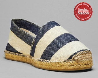 Diegos® Classic flat nautical stripes espadrilles shoes sewn in jute| Made in Spain, hand stitched  | DIEGOS® authentic alpargatas