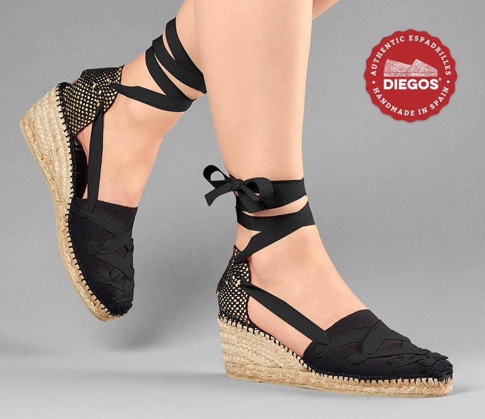 Pamplona Diegos® Classic High Wedge Black Lola Espadrilles | Etsy