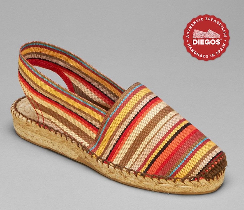 Vintage Shoes, Vintage Style Shoes Diegos® Classic red stripes low wedge Catalina espadrilles shoes hand made and hand stitched in northern Spain $46.00 AT vintagedancer.com