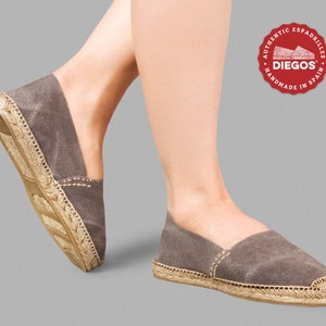 Klasyczne płaskie, prane, grafitowe, szare espadryle Diegos® | Wyprodukowano w Hiszpanii, szyte ręcznie | Oryginalne i autentyczne espadryle
