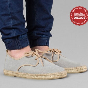 Spanish espadrilles shoes for men in the light gray color, handmade in Spain | DIEGOS® authentic alpargatas