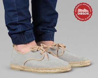 Spanish espadrilles shoes for men in the light gray color, handmade in Spain | DIEGOS® authentic alpargatas