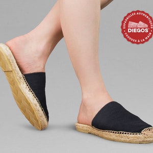 Diegos® Classic black mule espadrilles slip-on shoes   | Made in Spain, hand stitched  | Authentic & original Espadrilles