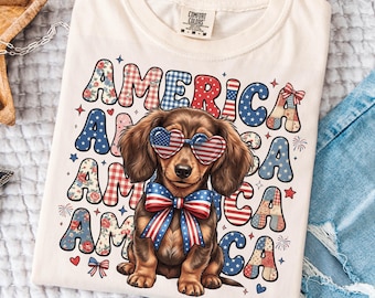 Grappige teckelliefhebber van 4 juli, png | USA Patriot 1776 Worsthond Mom Design | Weenie Weiner Dog Doxie Mama T-shirtontwerp