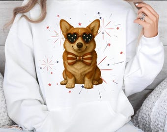 Patriotic Corgi PNG for Sublimation | Fourth of July Corgi Shirt Design | Fireworks PNG | Corgi Mom Gifts | Cute Corgi Digital Download