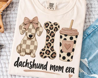 Realistische verf teckelliefhebber png | Olieverfschilderij worst hond moeder ontwerp | Weenie Weiner hondenhouding citaat | Impasto Doxie Mama-T-shirt