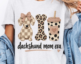 Realistische verf teckelliefhebber png | Olieverfschilderij worst hond moeder ontwerp | Weenie Weiner hondenhouding citaat | Dogfully Doxie Mama-T-shirt