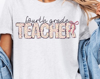 4e leerjaar PNG - potloodstrik PNG - preppy strik PNG - leraar vierde leerjaar png - leraar Coquette png - schattig terug naar school sublimatieontwerp