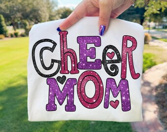 PNG de Mamá Animadora con Purpurina / Diseño de Sudadera de Animadora para Regalos DIY de Animadoras / PNG de Mamá Animadora para Sublimación de Competición de Animadoras / Diseño Preppy