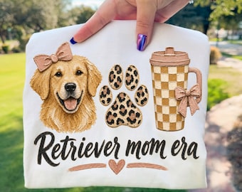 Golden Retriever Dog Mama PNG voor sublimatie | Realistische verfkoffiehond png PNGEgg | Coquette Retriever, moeder, png | Handgeschilderde penseelstreken, png