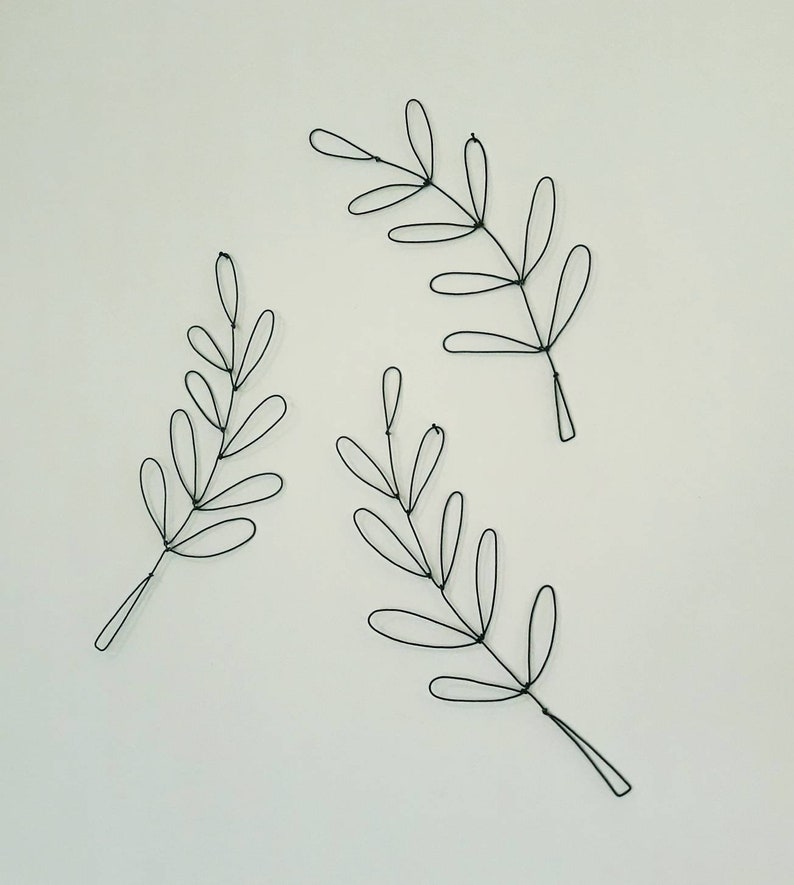 Large Leaves wall decor Steel wire wall art Set of 3 Etsy