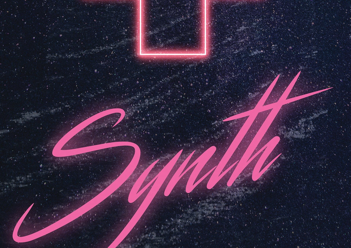 Synthwave Neon Cross Digital Download Art Printable Poster - Etsy