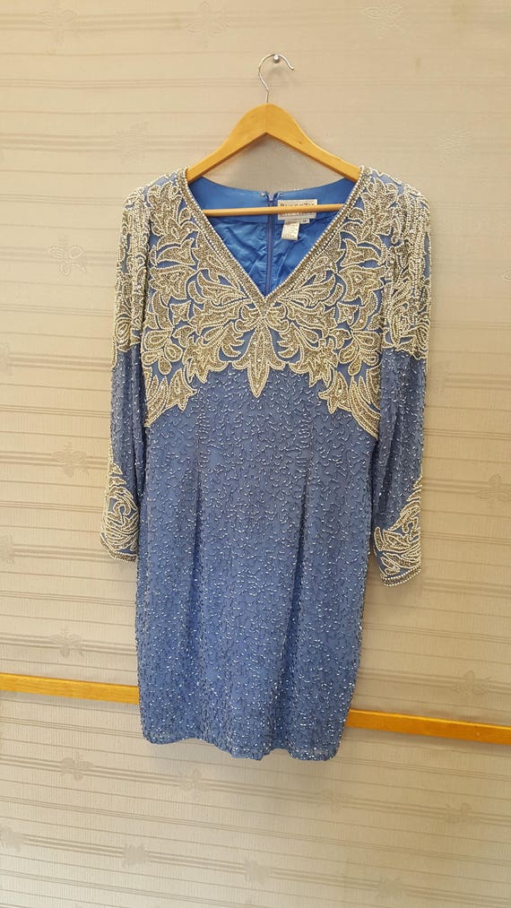Oleg Cassini Beaded Cocktail Dress