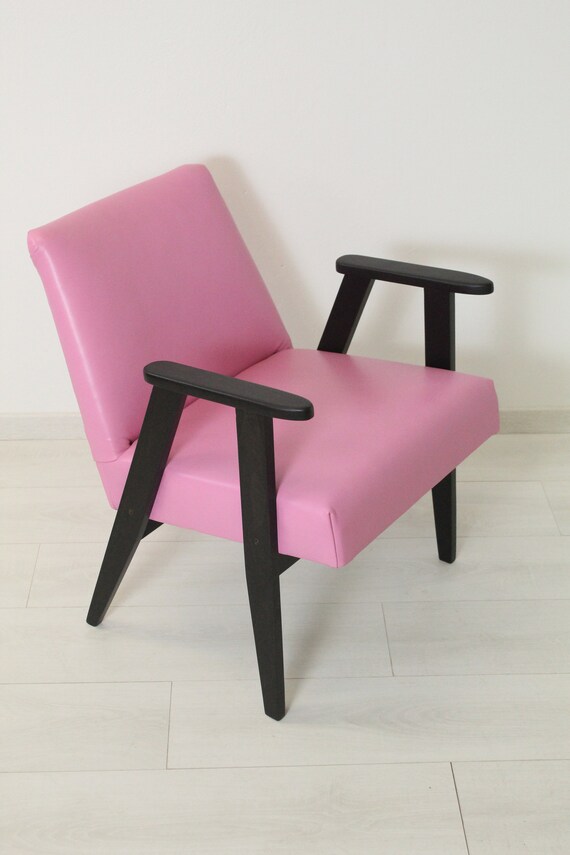 Pink leather armchair deals