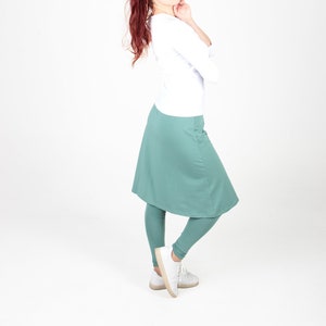 Yoga olive leggings w skirt for women, Modest activewear leggings and skirt, Sport 2-in-1 skirted leggings Activewear Jewish Tzniut