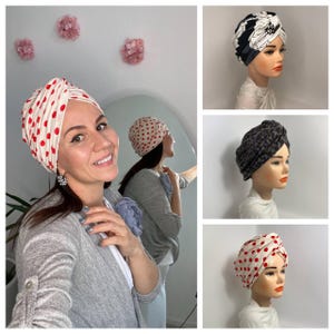 Cute Women Pre-tied Turban. Adjustable in Stylish Print. Turban Hijab with Volume Effect. Chemo Gifts for Women. Summer Ready-to-Wear Turban