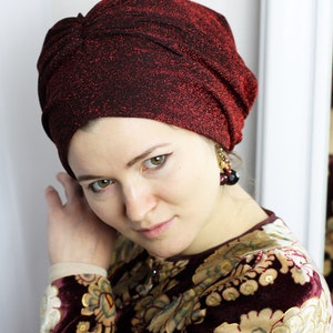 Grace Series Turban in light lurex fabric version (Already With Volumizer! No Need to Put On Bobo Underneath