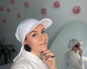 Lightweight Bandana Hat with Visor. Summer Sun Womens Hats. Breathable Gift Hat For Her. Modest Tichel Headscarf.Summer Baseball Cap Bandana