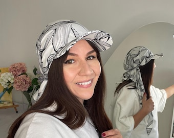 Summer Bandana Hat with Visor. Breathable Chemo Headwear for Womens. Stylish Gift Hat for Her. Tichel Headscarf. Summer Baseball Cap Bandana