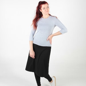 Athletic skirt with leggings knee-length black, Universal leggings for workout, Natural cotton activewear skirted leggings