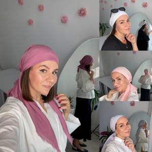 Summer Stylish Pre-tied Bandana Hat For Women. Handmade Grip Headscarf for Her. Lightweight Tichel Hair Covering. Chemo Scarf Hat for Women