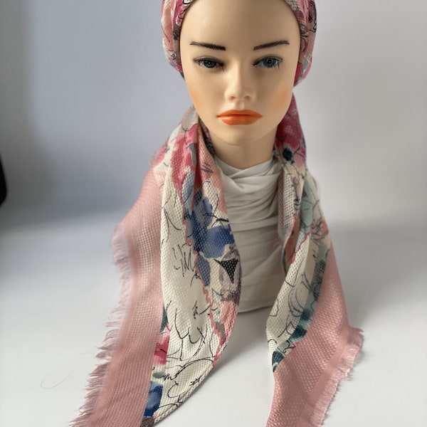 NEW! Pre-Tied Scarf for Women, HandMade Tichel Bandana, Light Cotton Head Cover, Grip Hat with Long Tails