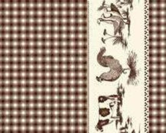 Farm Animals Vintage Cotton PVC Fabric WIPE CLEAN Tablecloth Oilcloth 