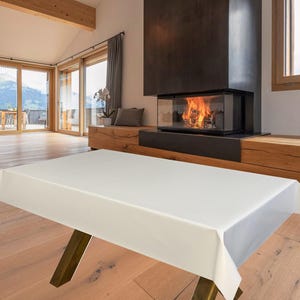 Plain White PVC Vinyl Wipe Clean Tablecloth - ALL SIZES - Code: F100-1