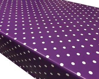 Purple Polka Dot Spot PVC Vinyl Wipe Clean Tablecloth - ALL SIZES