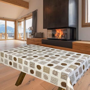 Circles Squares PVC Vinyl Wipe Clean Tablecloth - ALL SIZES - Code: F704-2