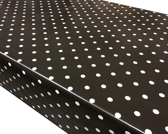 Mushroom Grey Polka Dot Spots PVC Vinyl Wipe Clean Tablecloth Oilcloth ALL SIZES