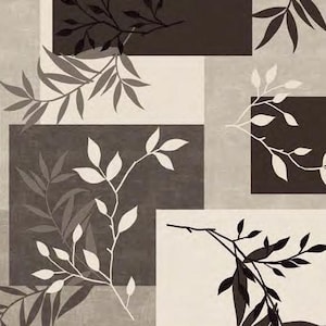 May include: Abstract pattern with a geometric design featuring white and grey leaves on a brown background.