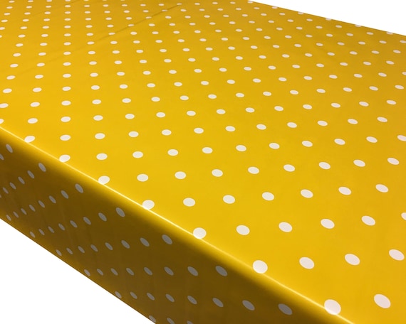 Mushroom Grey Polka Dot Spots PVC Vinyl Wipe Clean Tablecloth Oilcloth ALL SIZES