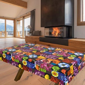 Flowers PVC Vinyl Wipe Clean Tablecloth - ALL SIZES - Code: F724-1