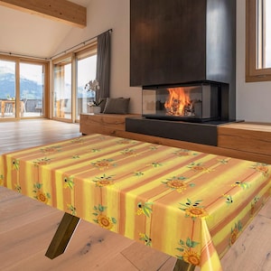 Sunflower Lemon Olive PVC Vinyl Wipe Clean Tablecloth - ALL SIZES - Code: F377-1