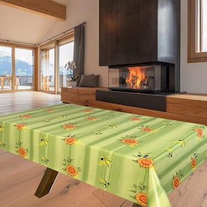 Sunflower Lemon Olive PVC Vinyl Wipe Clean Tablecloth - ALL SIZES - Code: F377-3