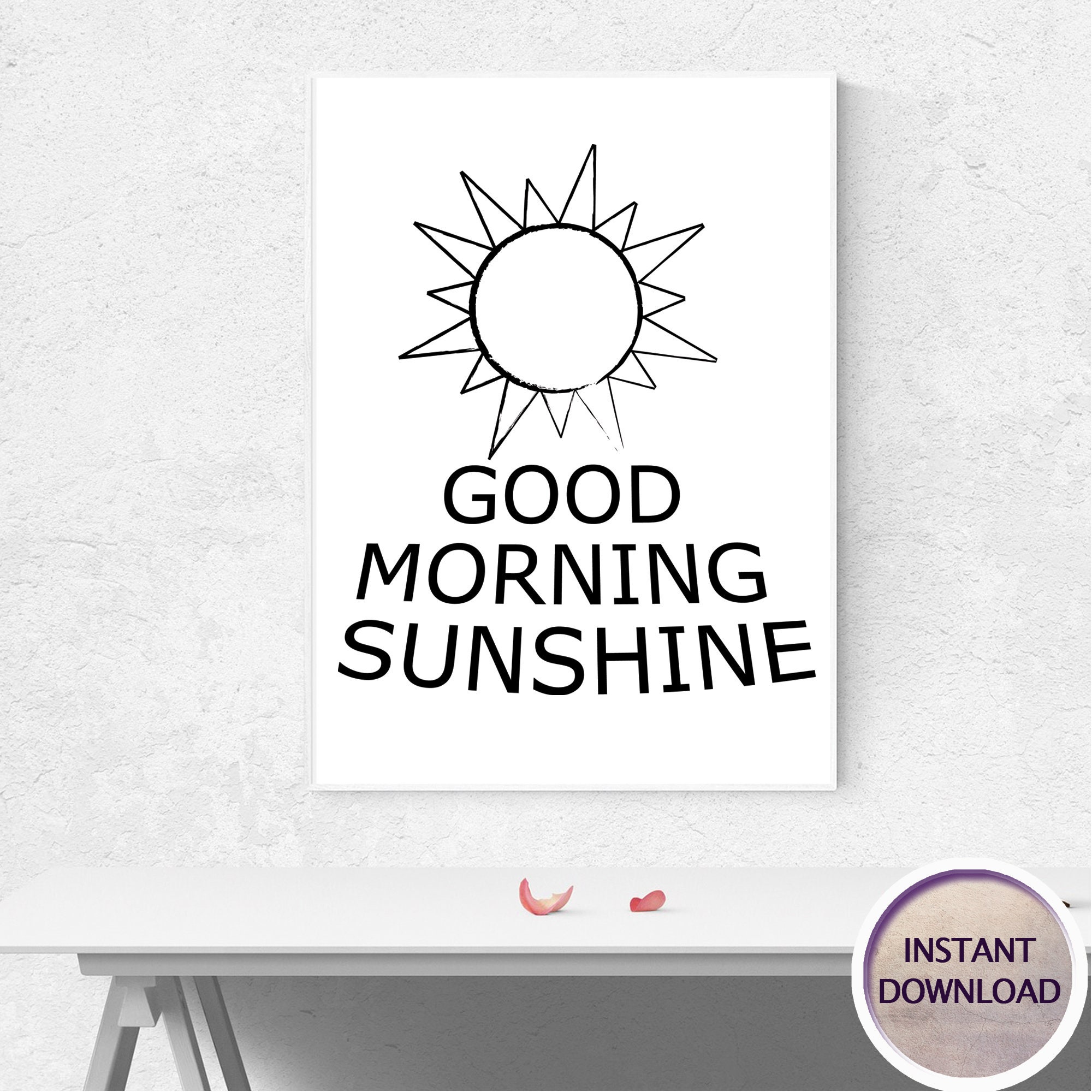Good morning sunshine sign printable wall art boho print | Etsy