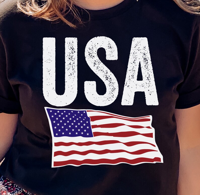 USA Flag Shirt US Flag Tshirts Ladies American Flag Tee Red Etsy