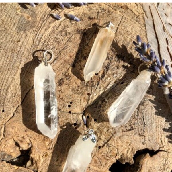 Gemstone pendant Lemurian crystal, White opaque crystal, Raw crystal Lemuria