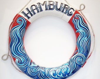 Unique! Lifebuoy "Waves" - 100% Handmade, Antique, ORIGINAL