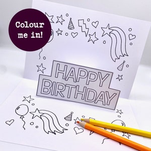 Happy Birthday Colour in Pop up Card, Printable Craft Activity ...